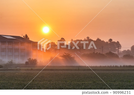 Mito City, Ibaraki Prefecture Early summer morning mist countryside 90996231