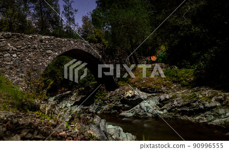 Ancient stone Venetian bridge in the Troodos mountains on the island of Cyprus. Ancient stone Venetian bridge in the Troodos mountains on the island of Cyprus. 90996555