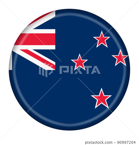 New Zealand flag button 3d illustration with clipping path 90997204