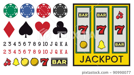 Big CASINO set with elements of poker, slot machines, dice on a white background - Vector Big CASINO set with elements of poker, slot machines, dice on a white background - Vector 90998077
