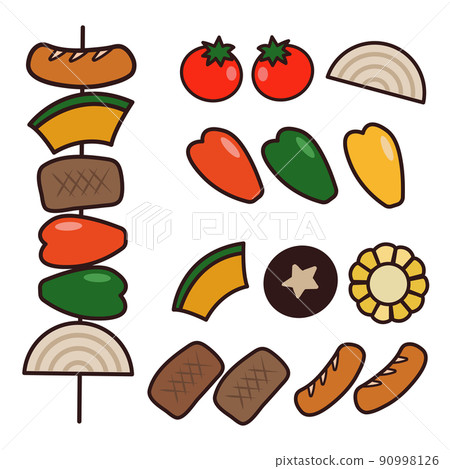 Barbecue skewers and cut ingredients 90998126
