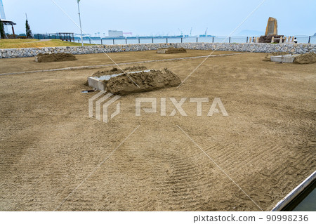 Restored Irihama salt farm in Utazu Waterfront Park, Utazu-cho, Ayauta-gun, Kagawa Prefecture 90998236