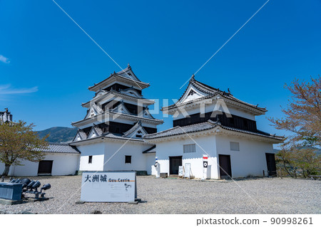 愛媛縣大洲市春天小津天守閣和廚房塔 90998261