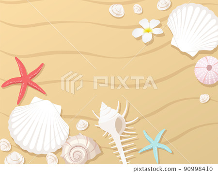 Sandy beach and seashell background frame 90998410