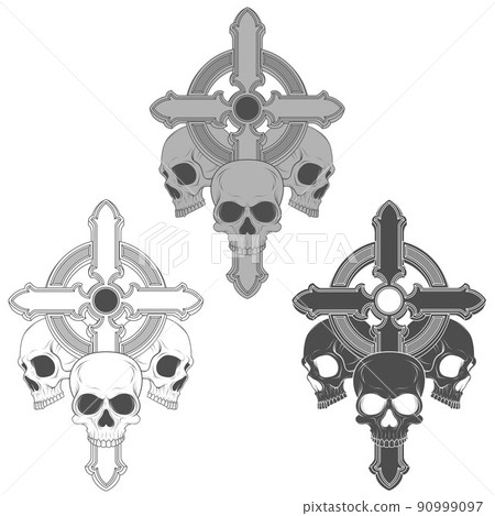 skull design with cross 90999097