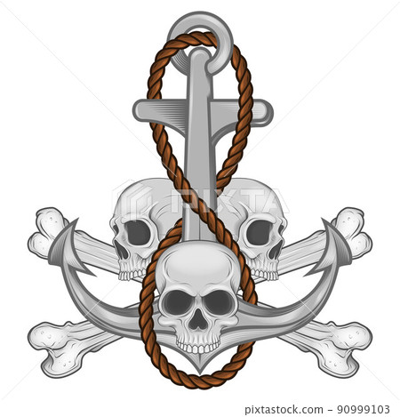 Design of skulls and anchor with rope 90999103