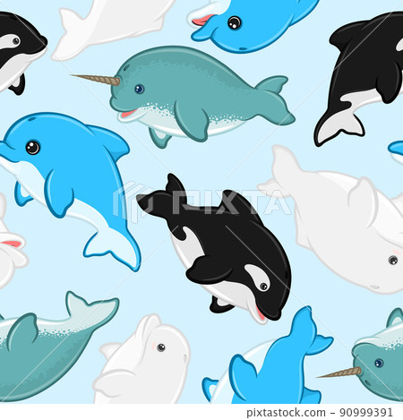 Aquatic mammal pattern with cartoon shape Aquatic mammal pattern with cartoon shape 90999391