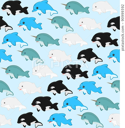 Aquatic mammal pattern with cartoon shape Aquatic mammal pattern with cartoon shape 90999392