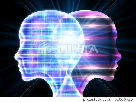 Illustration of a profile of a robot with the concept of science technology Illustration of a profile of a robot with the concept of science technology 91000730