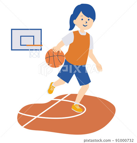 Illustration of a girl in the basketball club Illustration of a girl in the basketball club 91000732