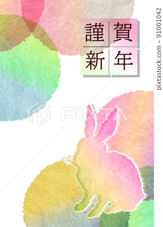 兔子新年賀卡文字背景 91001042