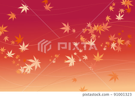 Image illustration of autumn leaves (red background) dancing in the wind Image illustration of autumn leaves (red background) dancing in the wind 91001323
