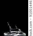 Splashing water on glass on isolated black background  91001446