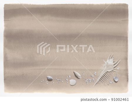 Watercolor gradation of sandy beach with white shells and coral chips 91002461