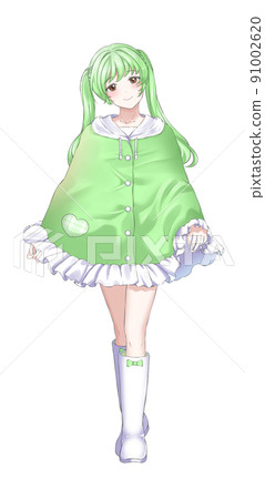 Girl in charge of twin tail green wearing a poncho Girl in charge of twin tail green wearing a poncho 91002620
