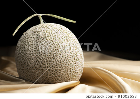 Earl melon on the background of champagne gold silk fabric 91002658