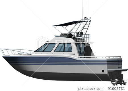 夏季圖像 停泊的白色巡洋艦。背景透明插圖 91002781