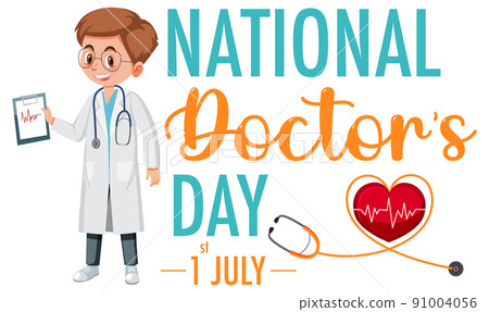 Male doctor on doctor day in July logo 91004056