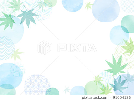 Watercolor summer maple Japanese style background frame Watercolor summer maple Japanese style background frame 91004126