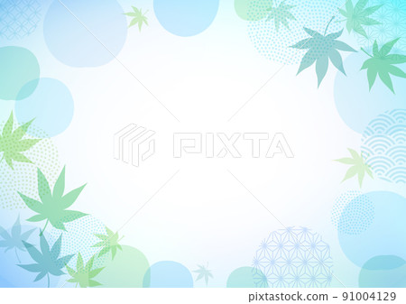 水彩夏季楓木日式背景框架 91004129