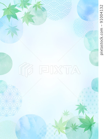 Watercolor summer maple Japanese style background frame Watercolor summer maple Japanese style background frame 91004132
