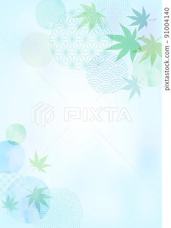 水彩夏季楓木日式背景框架 91004140