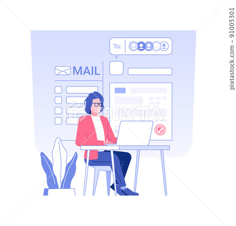 E-mail marketing isolated concept vector illustration. Advertising agency worker creates mailing list, digital marketing, internet advertising, context ads, ad campaign vector concept. E-mail marketing isolated concept vector illustration. Advertising agency worker creates mailing list, digital marketing, internet advertising, context ads, ad campaign vector concept. 91005301