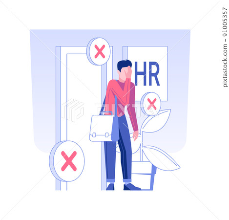 Unemployment isolated concept vector illustration. Disappointed man failing interview, problem finding a job, HR management, human resources, recruiting idea, headhunting agency vector concept. Unemployment isolated concept vector illustration. Disappointed man failing interview, problem finding a job, HR management, human resources, recruiting idea, headhunting agency vector concept. 91005357