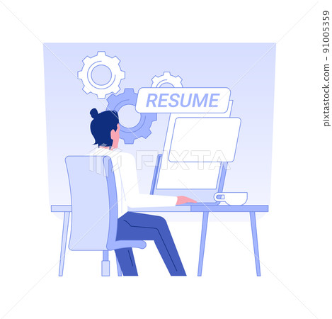 CV writing service isolated concept vector illustration. Man creates CV using laptop, HR management, human resources, recruiting industry, headhunting agency, staffing idea vector concept. CV writing service isolated concept vector illustration. Man creates CV using laptop, HR management, human resources, recruiting industry, headhunting agency, staffing idea vector concept. 91005359