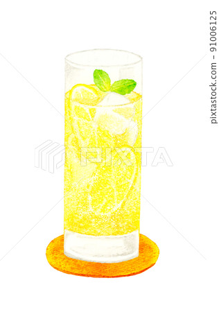 Lemonade in a glass (with coaster) Hand-painted watercolor illustration material for drinks Lemonade in a glass (with coaster) Hand-painted watercolor illustration material for drinks 91006125