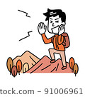 A man screaming in the mountains of autumn leaves in the fall 91006961