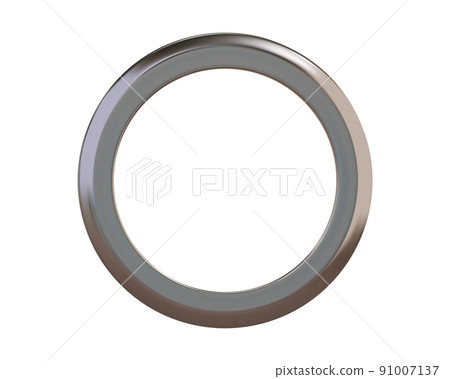 Grey silver metal grommet ring for paper, card, tag, sticker or hanger isolated on white background 91007137