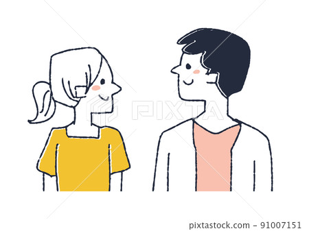 Young women and men next to each other 91007151