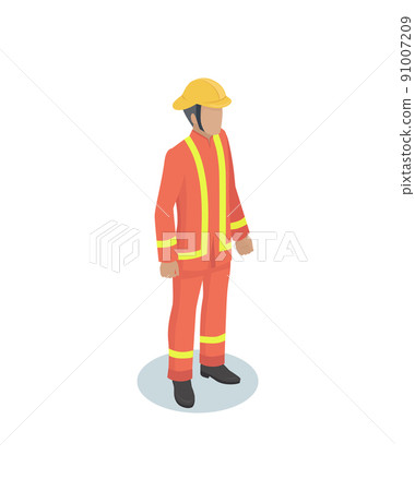 Firefighter Man in Uniform Vector Illustration 91007209
