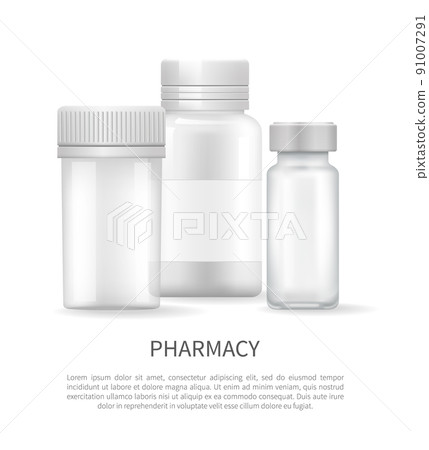 Pharmacy Poster with Plastic Silver Bottles Covers 91007291