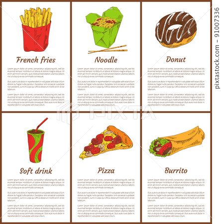 French Fries and Noodles Set Vector Illustration French Fries and Noodles Set Vector Illustration 91007336