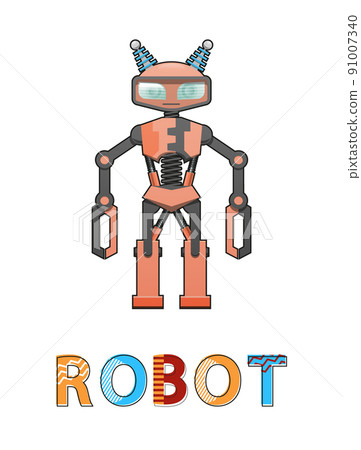 Robot Cyborg Humanoid Poster Vector Illustration Robot Cyborg Humanoid Poster Vector Illustration 91007340