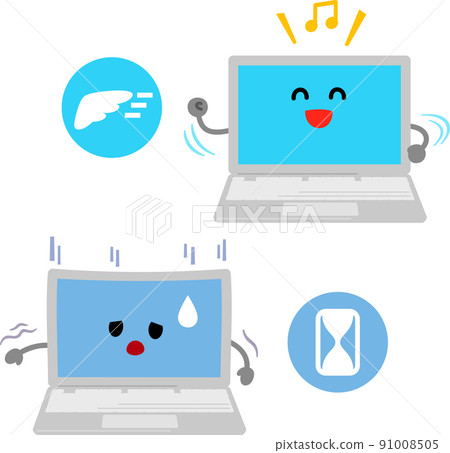 PC with fast processing speed and PC with slow processing speed 91008505