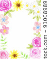 花框 水彩花 手工製作 插圖 91008989