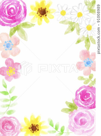 Flower frame Watercolor flower. Handmade. Illustration Flower frame Watercolor flower. Handmade. Illustration 91008989