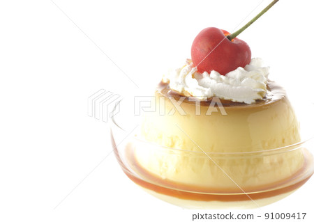 A traditional retro pudding with cherries and cream on a sundae cup taken on a white background A traditional retro pudding with cherries and cream on a sundae cup taken on a white background 91009417