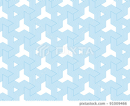 Abstract geometric pattern with stripes, lines. Seamless vector background. White and blue ornament. Simple lattice graphic design 91009466