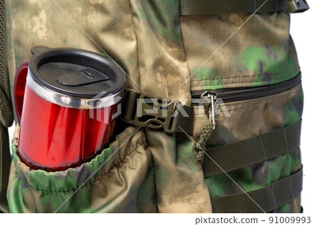 Reusable steel thermo cup in military backpack 91009993
