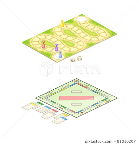 Adventure and corporate board games set vector illustration on white background 91010207