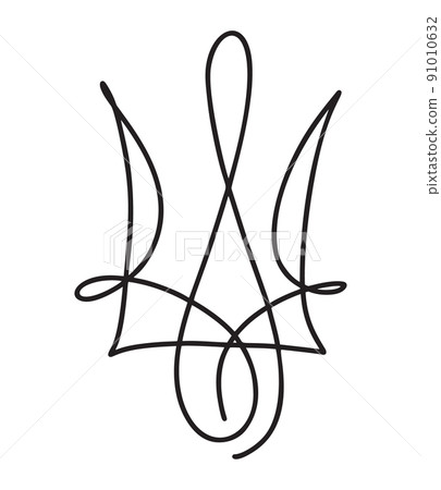 Vector National ukrainian symbol Trident icon. Hand drawn calligraphy Coat of Arms of Ukraine State emblem black color illustration flat style image Vector National ukrainian symbol Trident icon. Hand drawn calligraphy Coat of Arms of Ukraine State emblem black color illustration flat style image 91010632