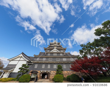 藍天和岡山城天守閣 藍天和岡山城天守閣 91010686