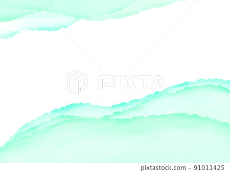 Fantastic watercolor frame pale green A4 horizontal ratio 91011425