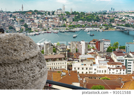 Panoramic view of Istanbul and the Bosphorus Strait Suleymaniye Mosque High quality Close-up photo 91011588