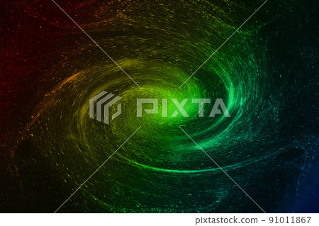 綠色漸變空間星空漩渦，相互網絡技術背景。 91011867