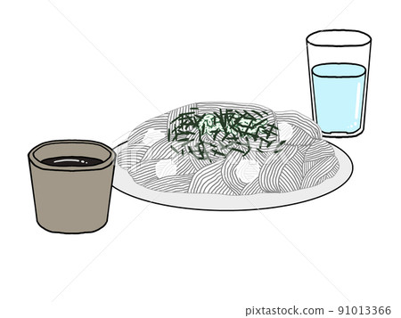 Illustration of somen and drinking water (with soup) 91013366